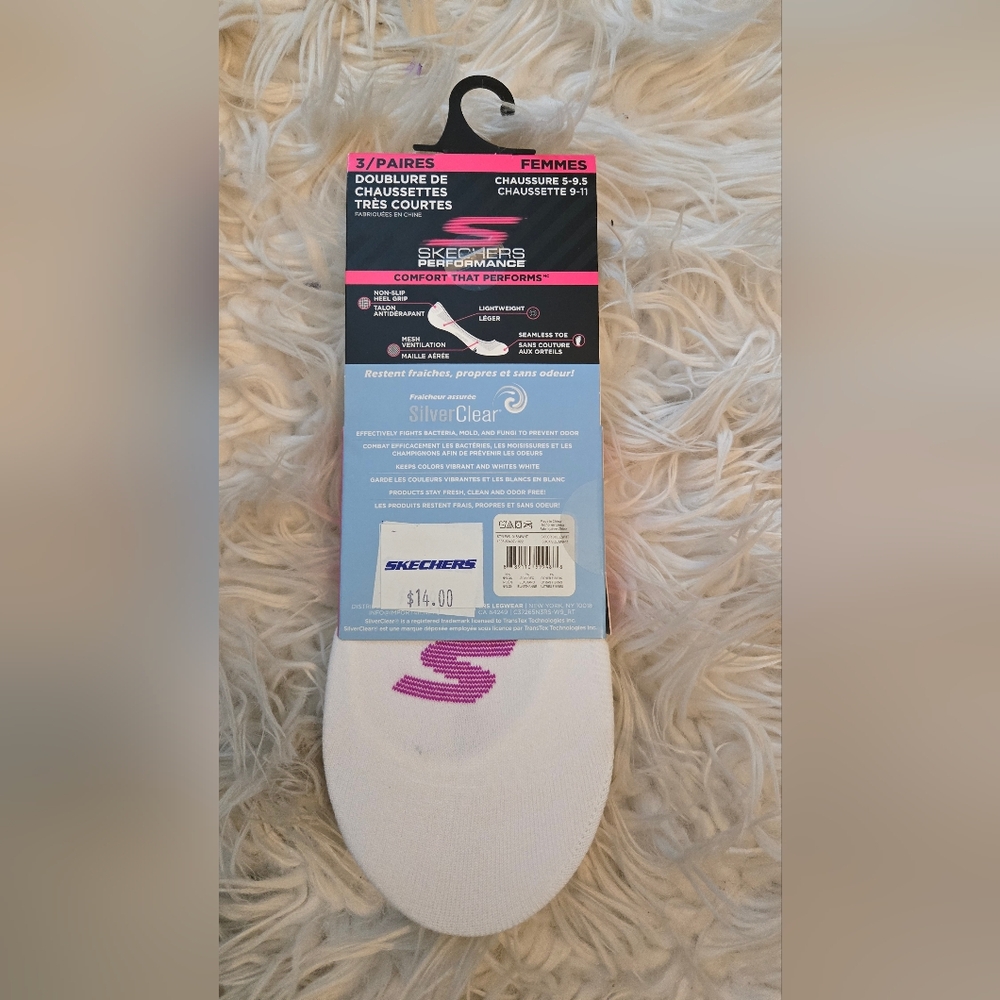 Skechers Performance White No-Show Socks - Picture 2 of 2